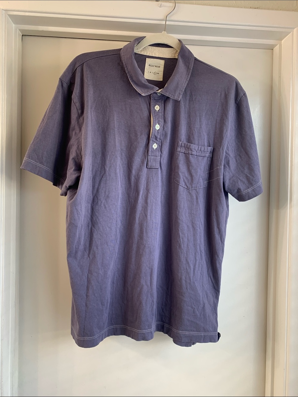 Billy Reid Short Sleeve Pocket Polo Shirt XL Lavender